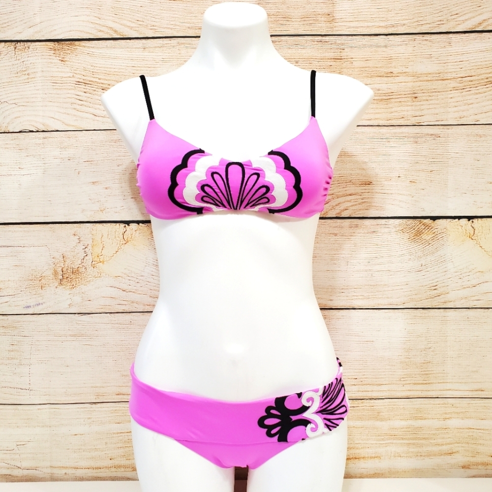 Becca Pink Cami Front Detail Hipster Bikini Small